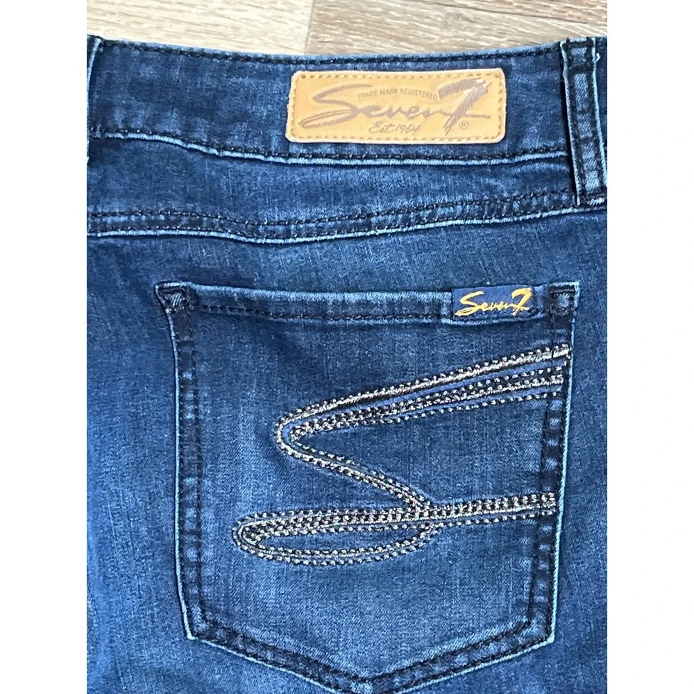 Seven7 Womens Skinny Crop Jeans Dark Wash Denim Boho Preppy Size 12
